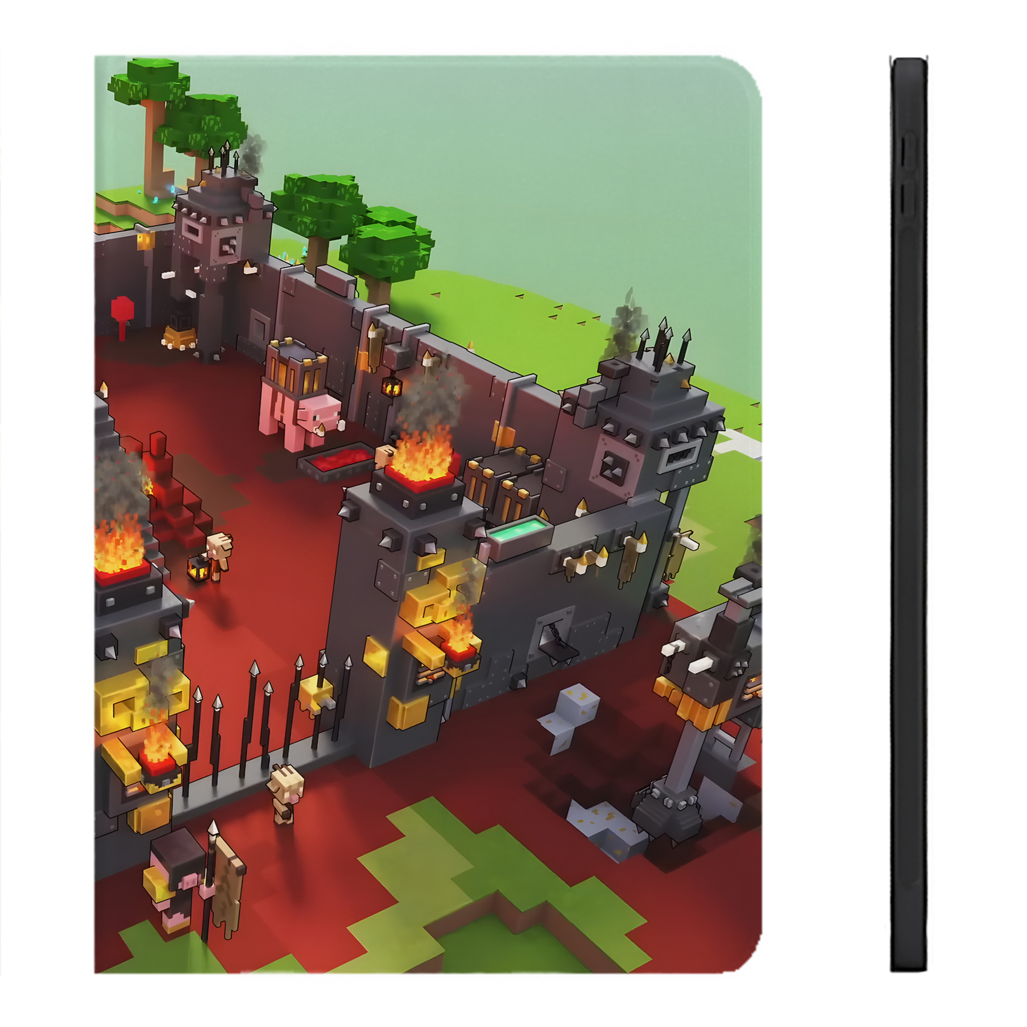 （画像用） マインクラフト ブロックの世界 Minecraft MC Block world IPadケース ペンホルダー付き ブックスタイルデザイン